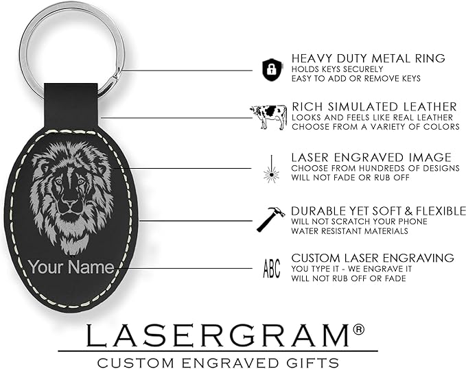 LaserGram Oval Keychain, Palm Trees, Personalized Engraving Included (Black with Silver)