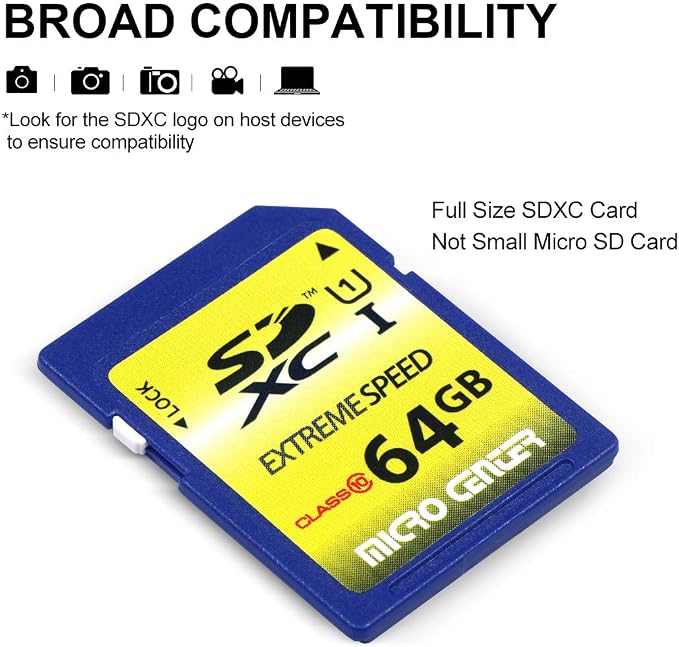 INLAND 64GB Class 10 SDXC Flash Memory Card Full Size SD Chip USH-I U1 Trail