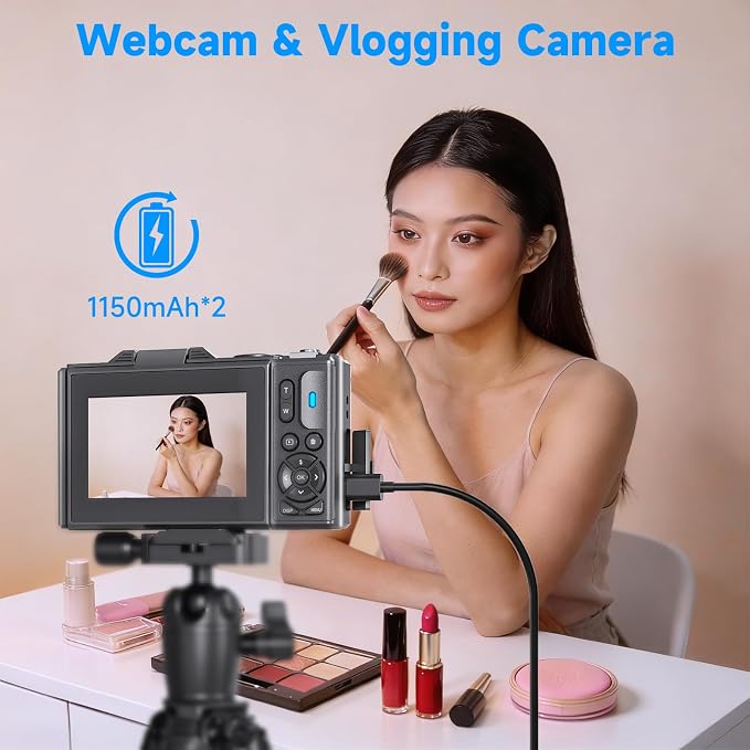 5K Vlogging Digital Camera for Beginners, 80MP Travel Camera for Photography