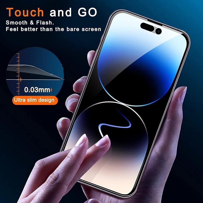 Ferilinso 3 Pack for Apple iPhone 14 Pro Max Privacy Screen Protector Tempered