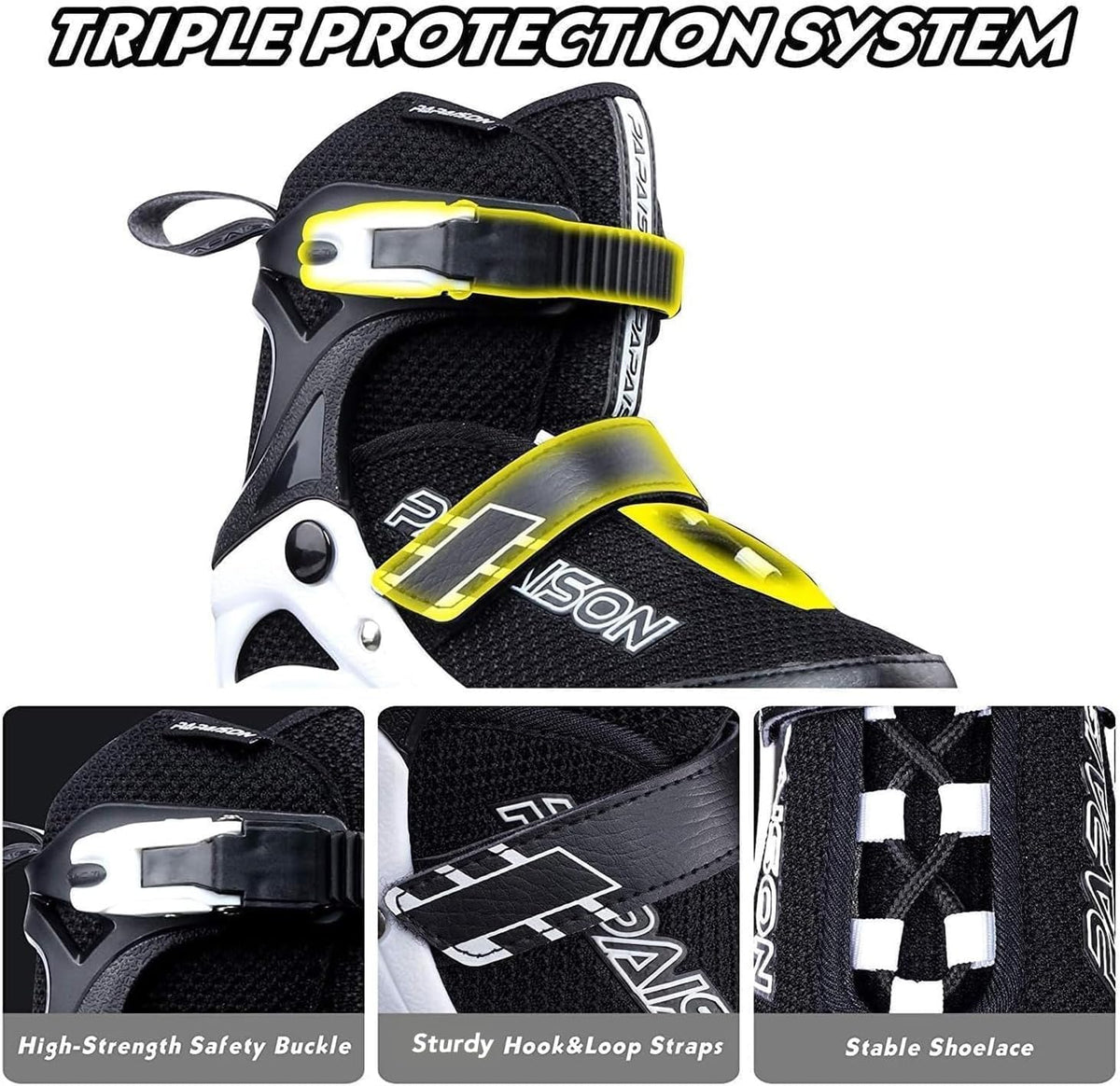 PAPAISON Adjustable Inline Skates - Light Up Wheels for Kids & Adults | Outdoor Roller Skates