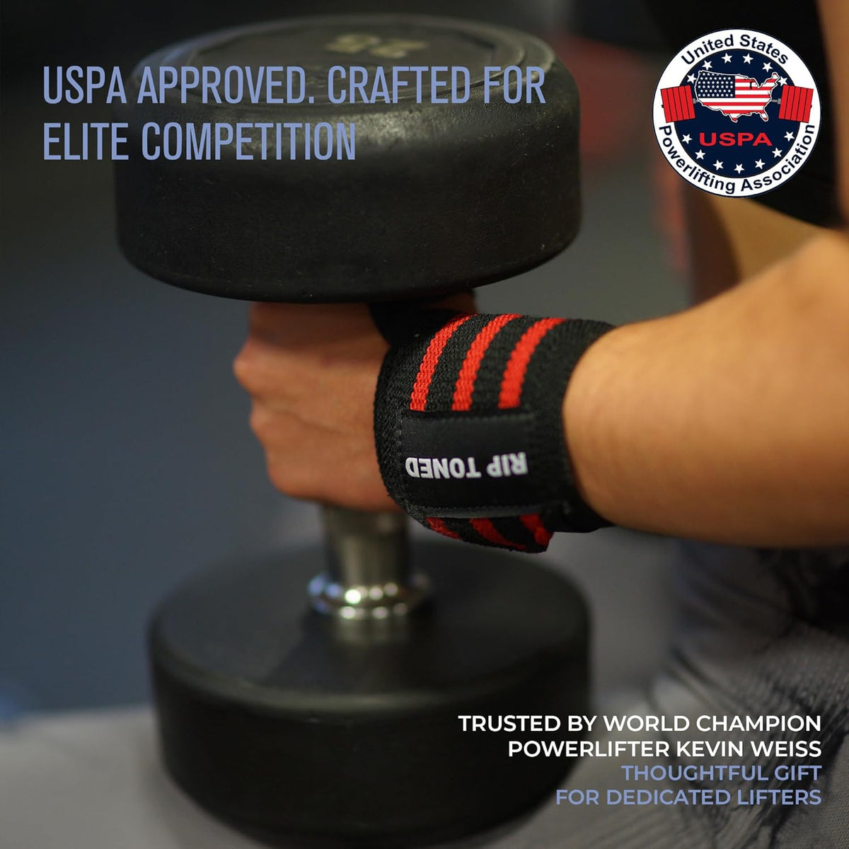 Rip Toned Wrist Wraps - Adjustable 18" Weightlifting Straps | USPA & USAPL Approved for Maximum Support