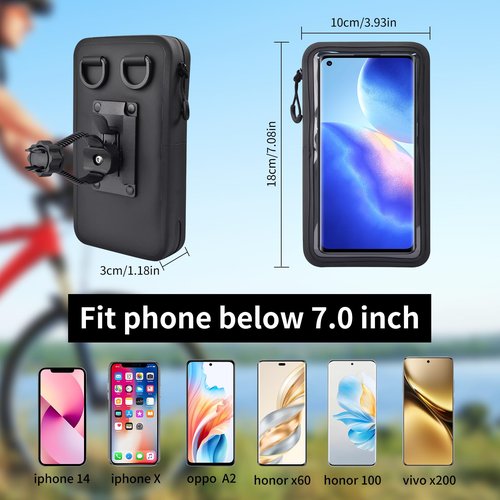 ILLINOS Mountain Bike Bag, with Lanyard Removable and Mobile Phone Holder, Bag for Bike Can Be Carried Crossbody for All Models of Mobile Phones Bicycle Bags, Suitable for Bicycles and Motorcycles