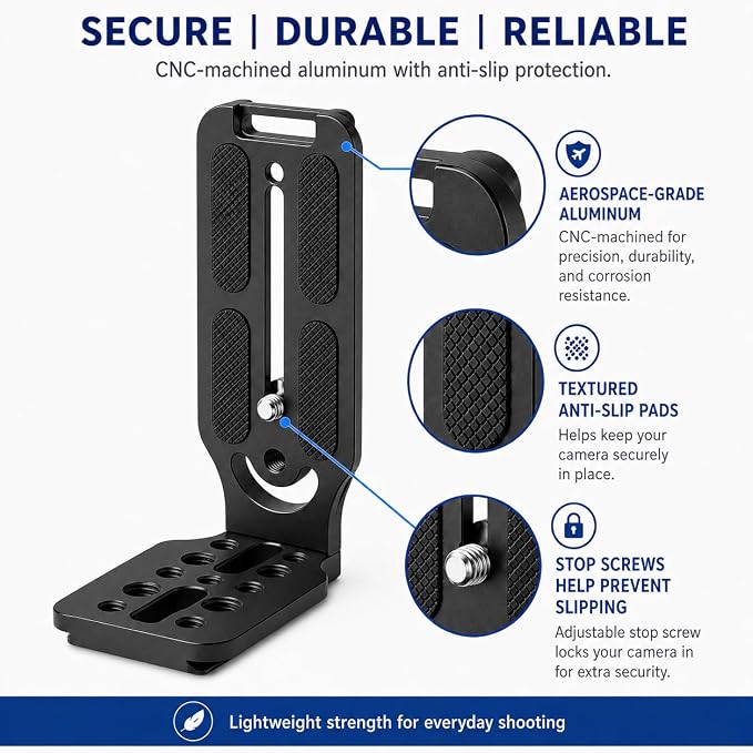 DSLR Camera L-Bracket, Vertical & Horizontal Switching Quick Release Plate