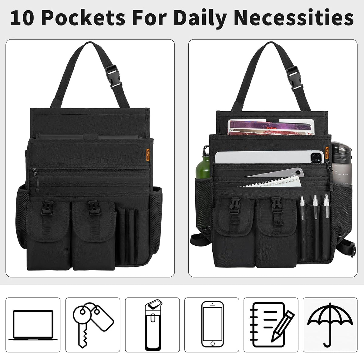 Front Seat Car Organizer with Dedicated Laptop Tablet Storage
