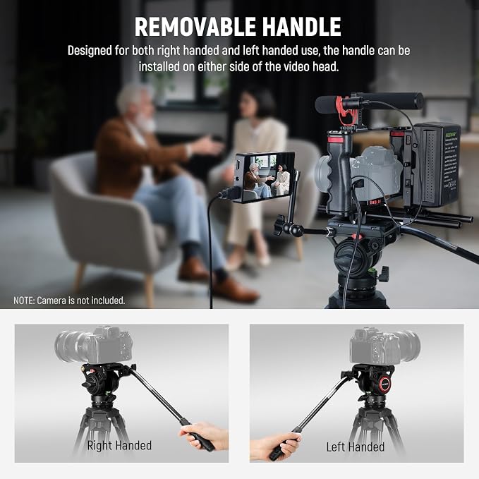 NEEWER Video Tripod with Fluid Head, Heavy Duty Aluminum Compact Portable