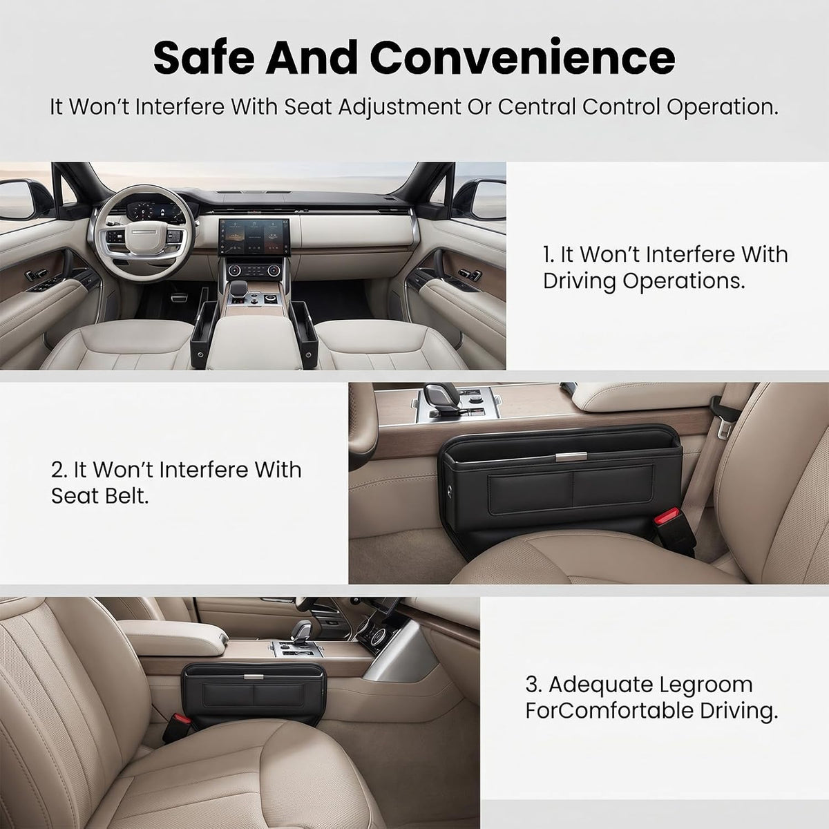 2Pack Universal Fit Premium Leather Car Seat Gap Filler Organizer, Center Console Organizer with Card Slots Front Seat Storage for Phone Cards Keys, Clever Gifts for SUV, Truck & Sedan, Black