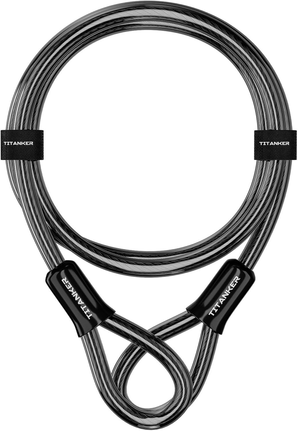 Titanker Bike Lock Cable - Heavy Duty 12mm Thick Steel Security Cable | Vinyl Coated, 4ft to 30ft Options