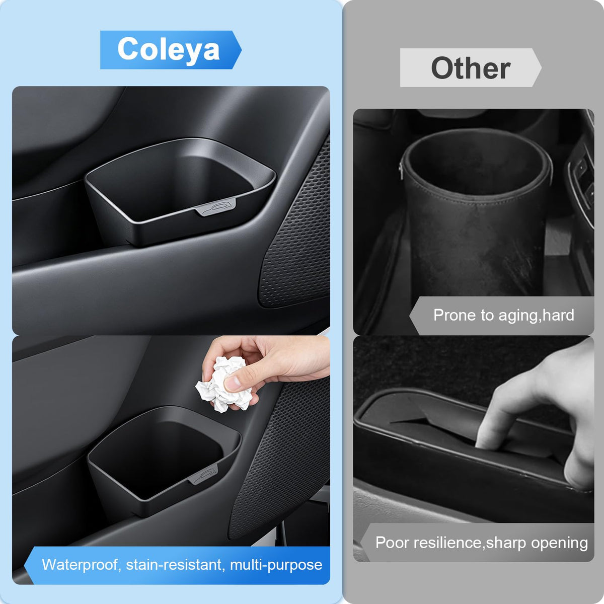 (2Pack) 2026 RAV4 Door Trash Can, for Toyota R AV4 (LE/SE/XLE Premium/Woodland/XSE/Limited/GR Sport),Durable &Waterproof Door Side Garbage Can Insert 2026 R AV4 Accessories (Left&Right)