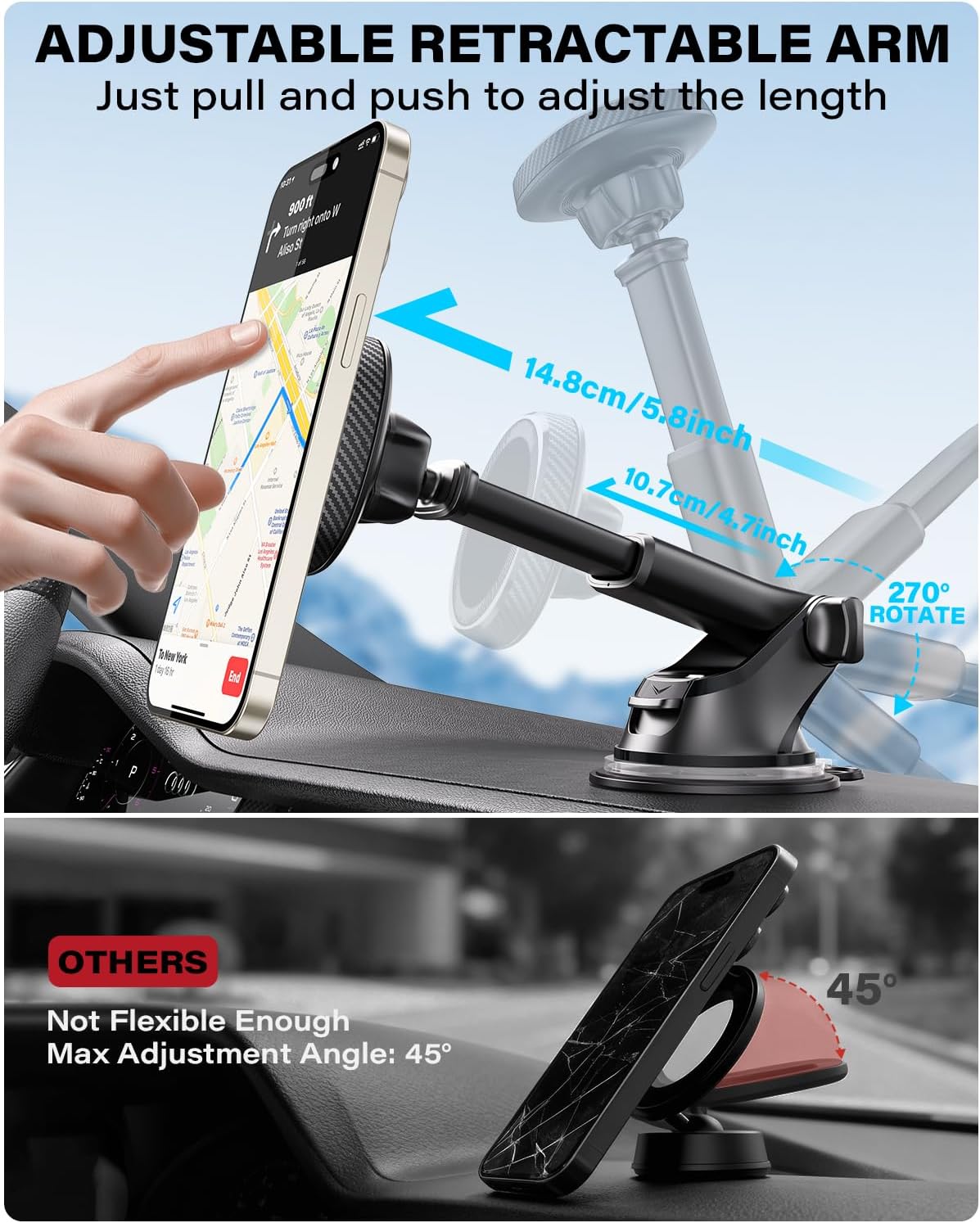 APPS2Car for Magsafe Car Phone Mount, Dashboard & Windshield Suction Cup