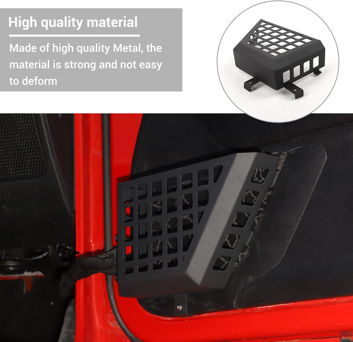 Hoolcar Front Door Storage Pockets, Door Side Insert Organizer Box Metal Door Net Pocket Replacement Compatible with 2011-2017 Jeep Wrangler JKU, Interior Storage Expansion Accessories, Cut-Out, 2PCs