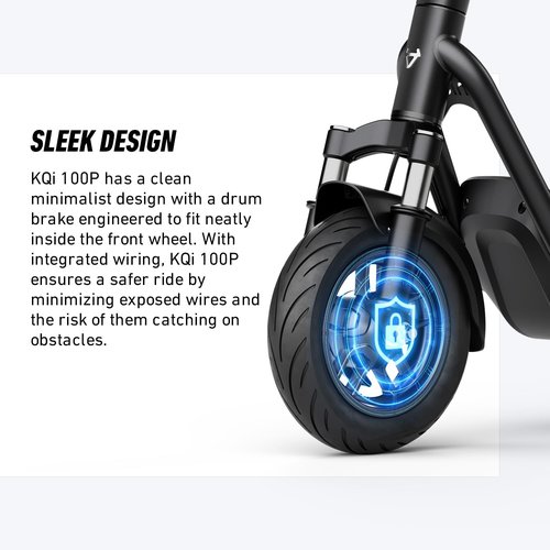 NIU K100P Electric Scooter - 600W Power, 33 Miles Range, 17.4 MPH, Lightweight & Portable for Daily Commute