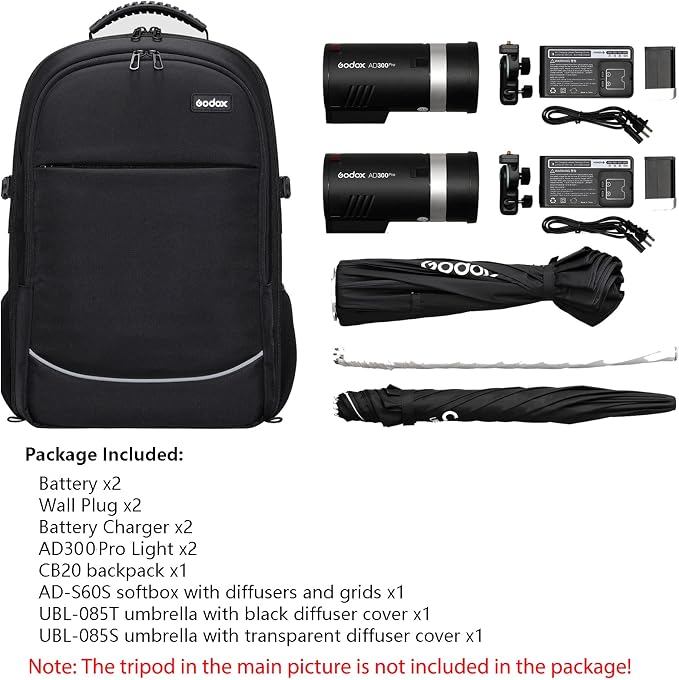 Godox AD300 Pro Strobe Light Photography Lighting Kit, 2.4G TTL 1/8000s HSS