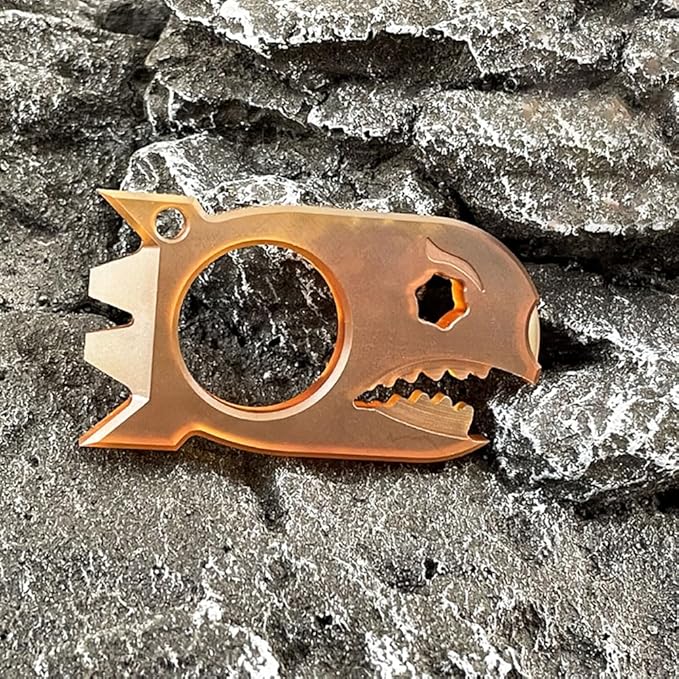 EDC Pry Bar with Bottle Opener Wrench Titanium Prybar Multi Tool, Keychain Multitool Tool, Pocket Crowbar for Outdoor Camping Hiking Fishing (PEI)