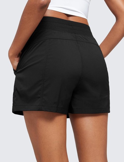 CRZ YOGA Lightweight Casual Shorts for Women 3.5" - High Waisted Linerless for Athletic Lounge Hiking with Zip Pockets