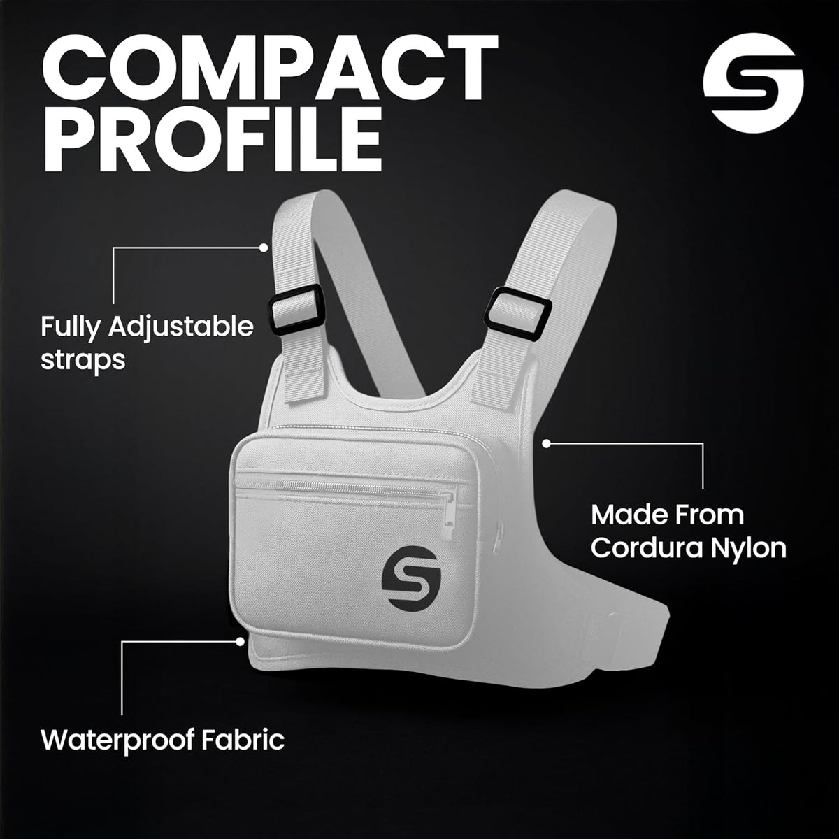 Skiennix Running Chest Pack - Water-Resistant Adjustable Design with Collapsible Bottle & Phone Holder | Perfect for Cycling, Hiking, Workouts