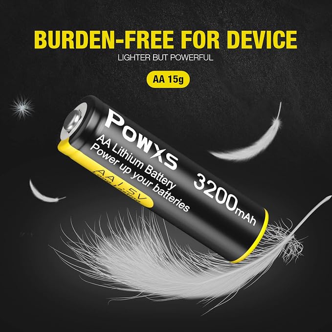 POWXS AA Lithium Batteries, 16 Pack 1.5V Lithium Iron Double A Batteries