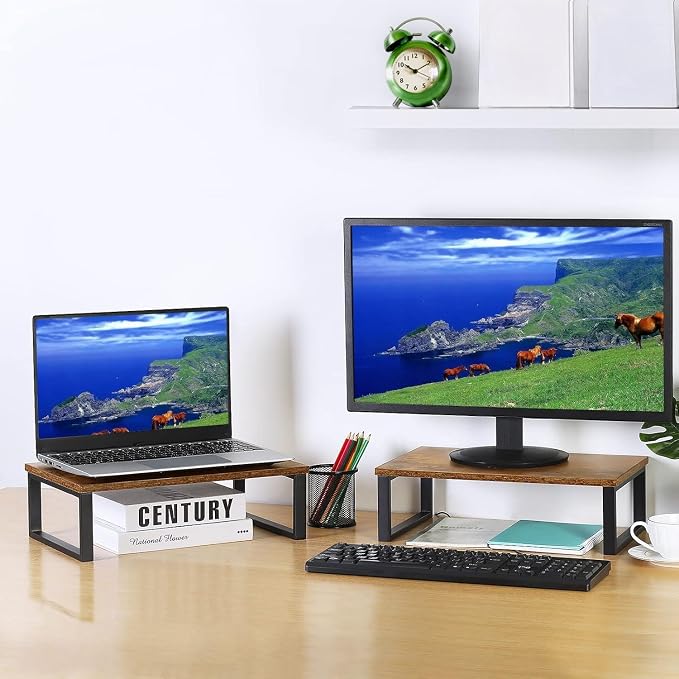 Monitor Stand Riser 2 Pack Laptop Stand Riser Holder Wood Computer Stands