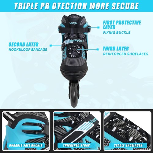 Inline Skates for Adults Men Women, Adjustable Aggressive Durable Roller Skates with Giant Wheels, High Performance Skates for Male Female Teal Size 8 9 10 11