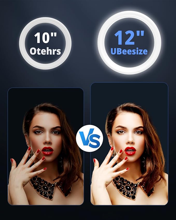 UBeesize 12" Ring Light with Overhead Phone Mount, LED Ring Light with Phone