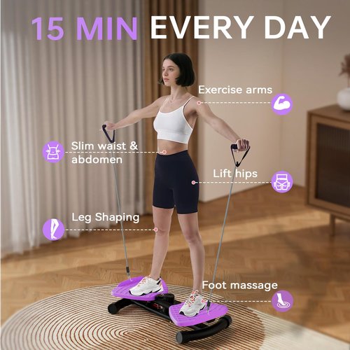 (440 lbs Weight Capacity) Waist Twister, Waist Twister Machine Exercise Fitness Tool, Twist Machine for Slim Waist and Core, with Smart LED Digital Display, 20dB Ultra-Quiet for Women Men (Purple)