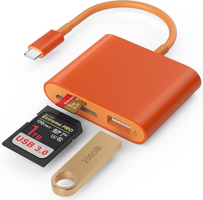 SD Card Reader, USB 3.0 Type C High Speed to SD/TF Card Adapter