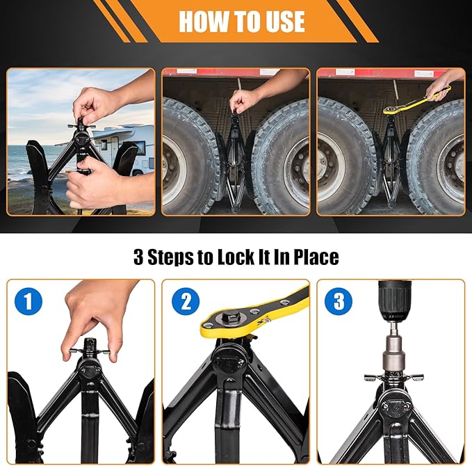 Camper Wheel Chock Stabilizer 2 Sets, Heavy Duty X-Shaped RV Stabilizer with Anti Rust Coating, Adjustable Wheel Chocks for Travel Trailer Truck Fifth Wheel, Fit 3.5" to 12"