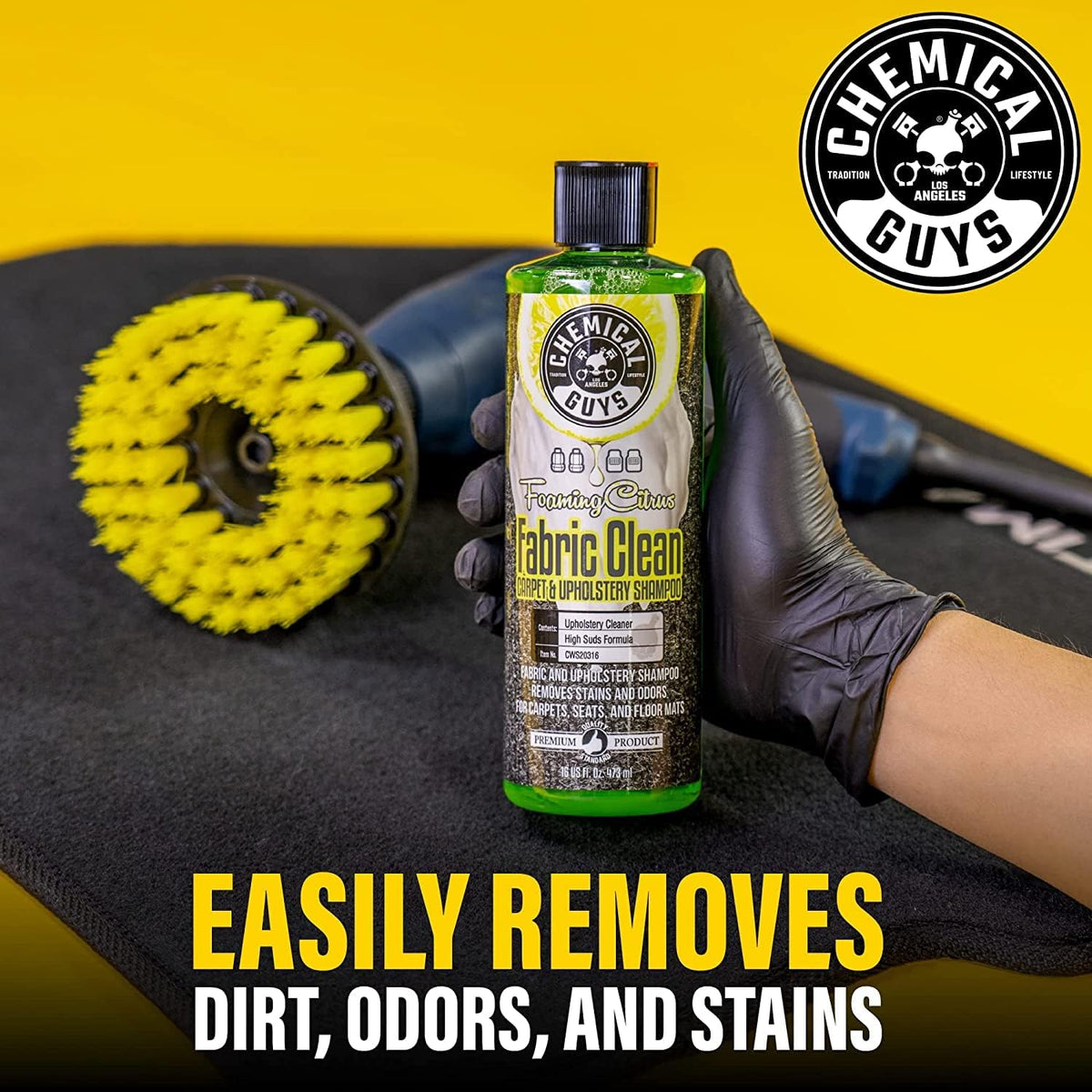 Chemical Guys CWS203 Foaming Citrus Fabric Clean Carpet & Upholstery Cleaner (Works on Car Carpets, Seats, Floor Mats & More), 128 fl oz (1 Gallon) with 16 oz, Spray Bottle (2 Item Bundle)