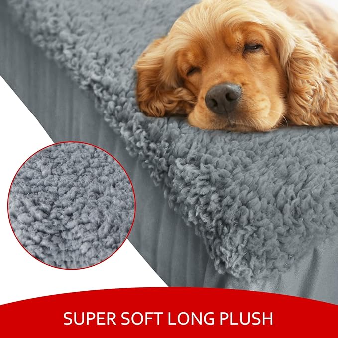 Moonsea Dog Bed Covers Soft Plush Replacement Washable, Waterproof Dog Bed Liner Grey, Pet Mattress Cover 30x20 Inches, Cover Only