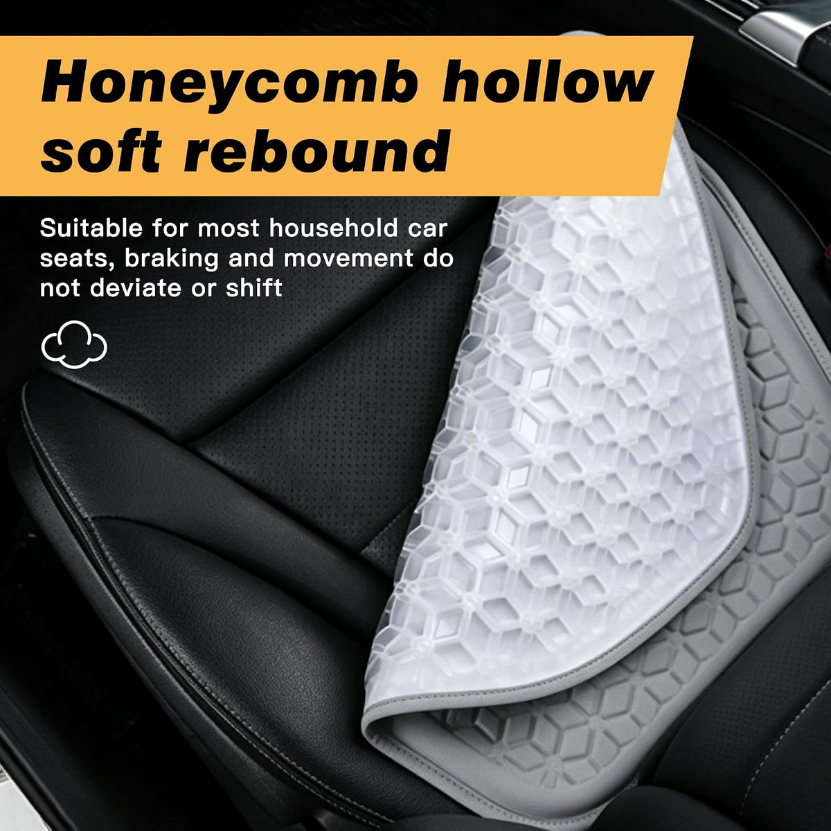 Thin Gel Car Seat Cushion, Non-Slip & Comfortable Automotive Front Seats Cushion Pad for Driver, Breathable Vehicle Interior Mat Cover Accessories (Gray)