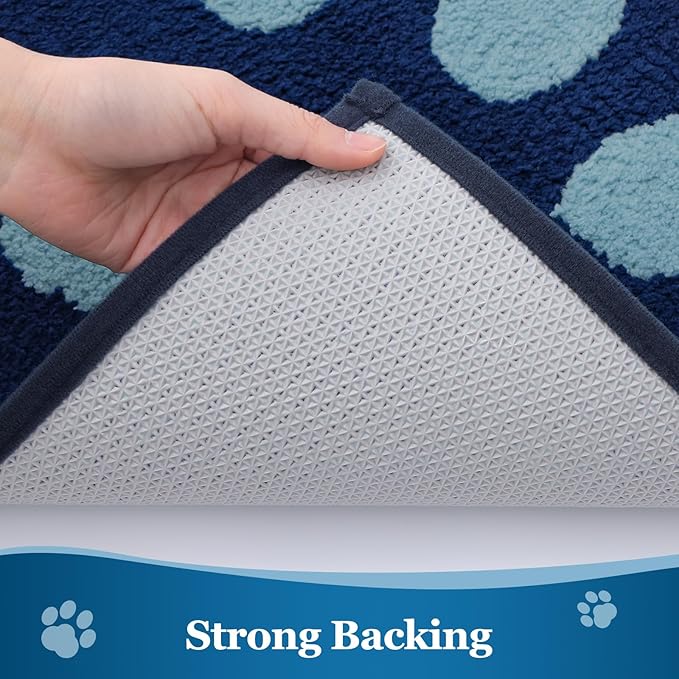 Buganda Dog Door Mat for Muddy Paws, Absorbent Dirt Trapper Washable Indoor Doormats, Non Slip Low-Profile Mud Mat for Dogs, Front Entrance Doormat for Inside Floor (36x24 Inches, Dark Blue)