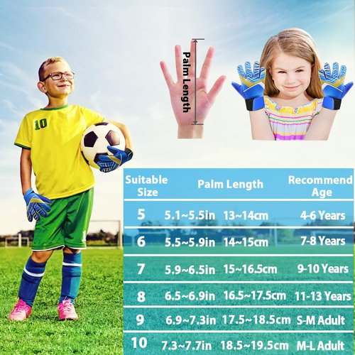Jalunth Goalkeeper Soccer Gloves - Youth Anti-Slip Latex Palm for Boys & Girls | Soft PU Back