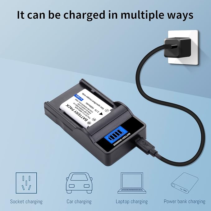 2-Pack EN-EL10 KLIC-7006 Replacement Battery and Slim USB Rapid Charger