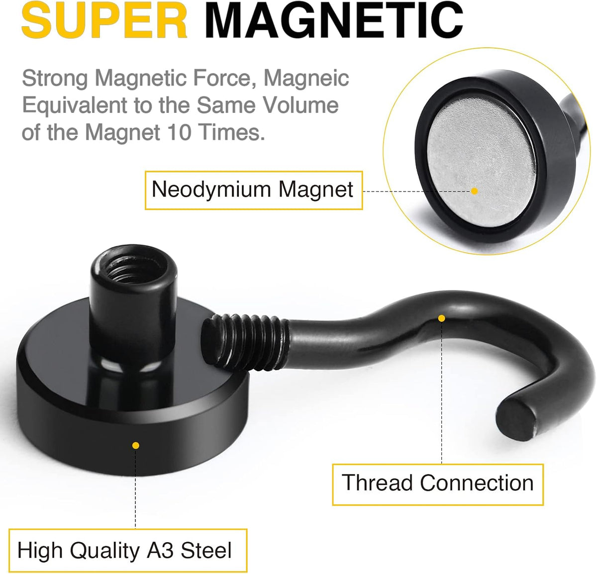 DIYMAG Magnetic Hooks 45pcs 30lbs Cruise Essentials 2026 Magnet Hook Black
