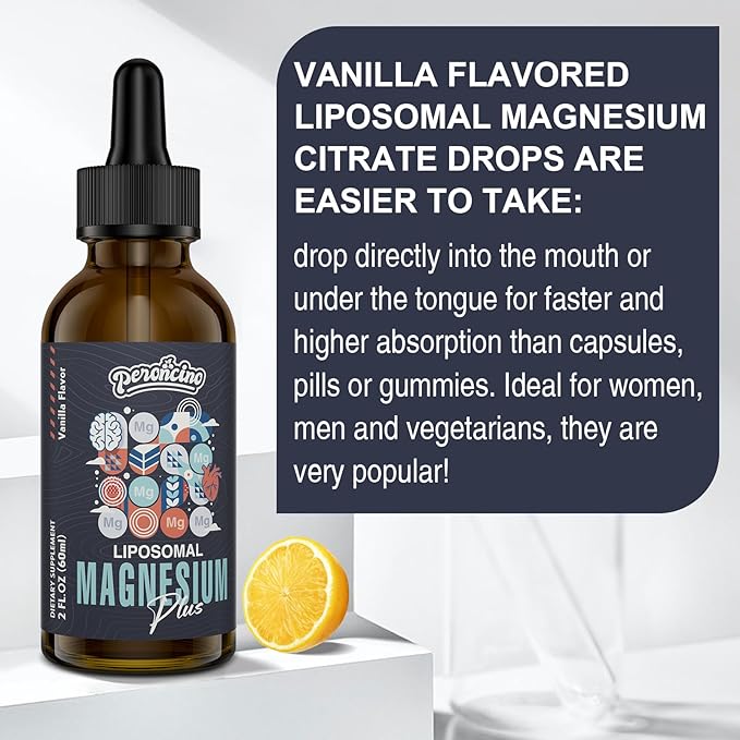 Liposomal Magnesium Citrate Drops for Gut and Bone Health, Mood and Stress Management, Powerful Formula with Vitamin B6 and Zinc Gluconate 60ml (2.04 Fl Oz (Pack of 2))