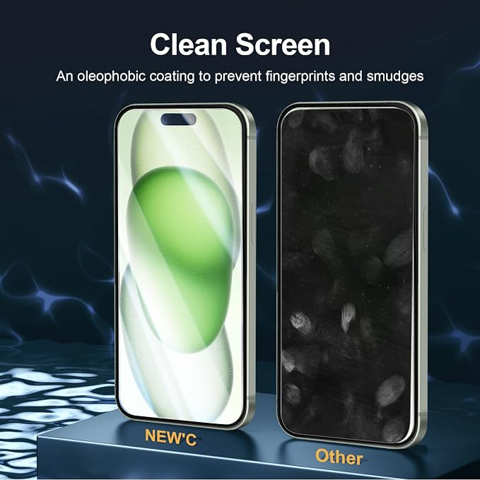 NEW'C 3x for iPhone 15 Plus Screen Protector+ 3x Camera Lens Protector