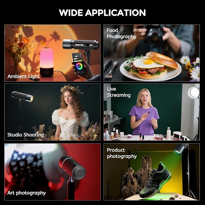 PHOTOOLEX PRO 12W Portable RGB Photography Spotlight, 360 ° Full Color