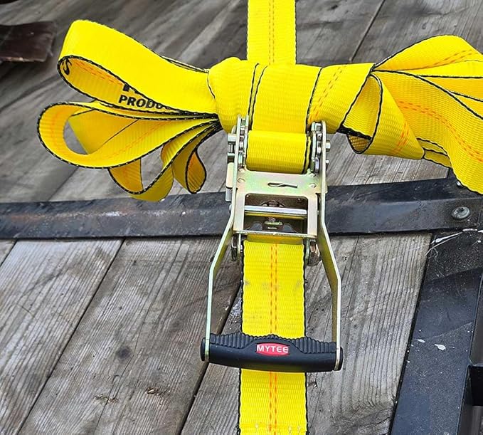 Mytee Products 2 Pack 2" x 27' Ratchet Straps with Wire Hooks 10,000 lbs Breaking Strength - Heavy Duty Cargo Tie Down Straps for Truck, Trailers, Moving Appliances, Motorcycles & Flatbed Loads