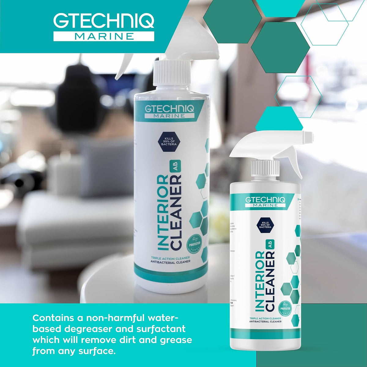 Gtechniq Marine Interior Cleaner for Boats, 17 fl oz | Removes and Repels Dirt and Grease, Traps and Absorbs Odors, Use on Hard or Soft Surface including Leather, Alcantara & More