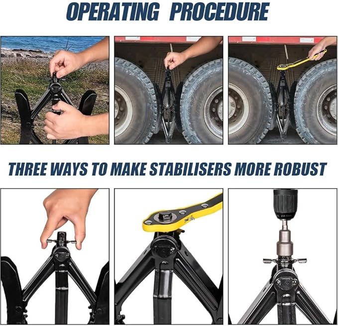 Gotuvs Wheel Chock X Shaped RV Chocks Stabilizer for Travel Trailer,Anti-Move Tire Wheel Chock with Accessories-Pair Accessories Wrench Adjustable 3.5"-10.5" （2 Pack） Black