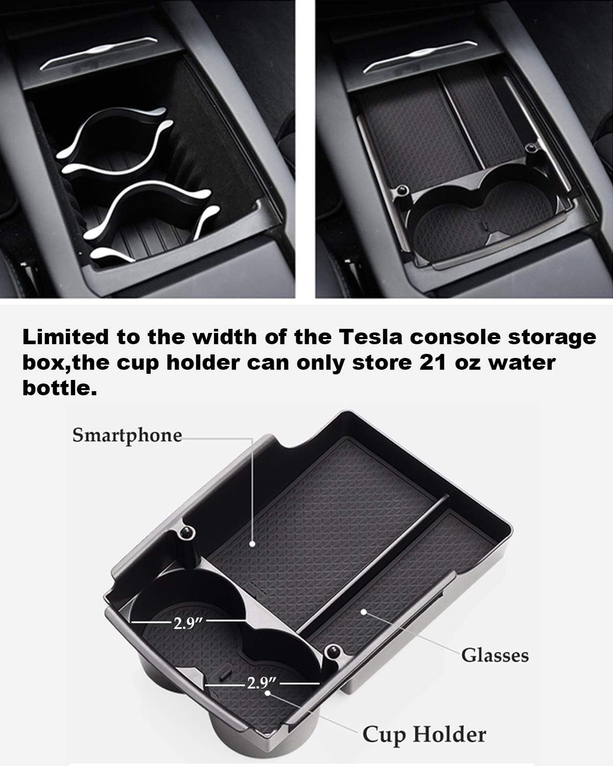 Jaronx Compatible with Tesla Model X/S Center Console Organizer 2016-2021