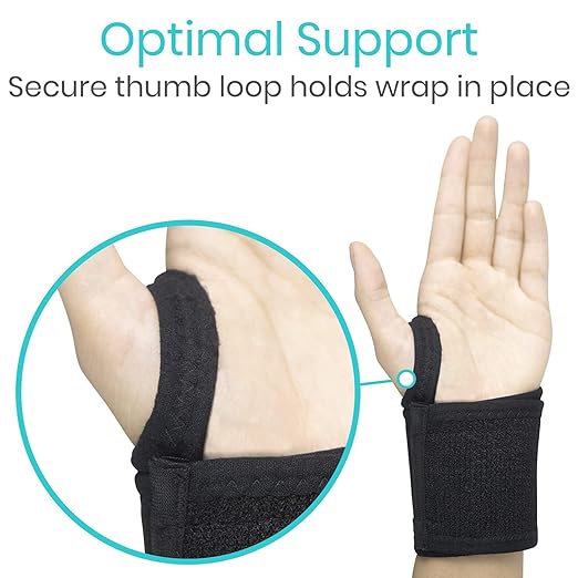 Vive Wrist Wrap Braces (2 Pack) - Tendonitis Support for Carpal Tunnel Arthritis - Sprained Pain Protection Sleeve - Weightlifting & Calisthenics Compression Stabilizer for Women, Men - Adjustable