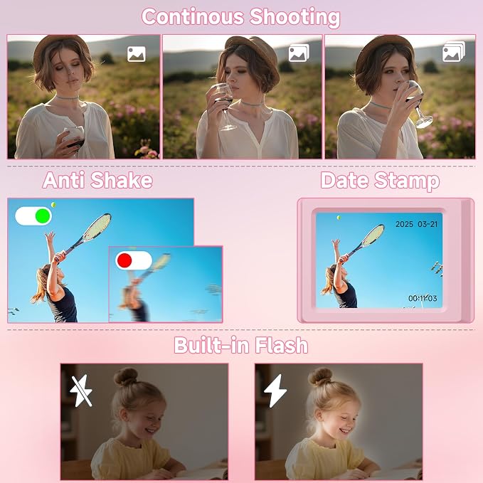Digital Camera, 56MP 2.7K Dual-Screen Selfie Camera