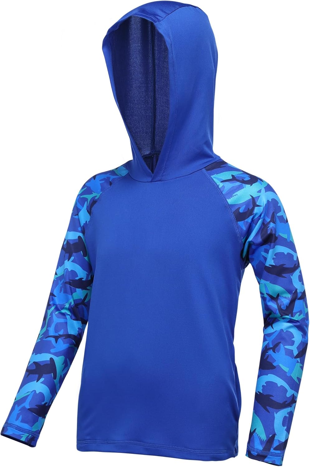 Skiennix Boys Rash Guard Swim Hoodie - UPF 50+ UV Protection Long Sleeve Fishing Shirt | Kids SPF Waterwear