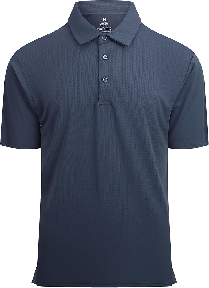 Alex Vando Mens Golf Shirt Moisture Wicking Quick-Dry Short Sleeve Casual Polo Shirts for Men
