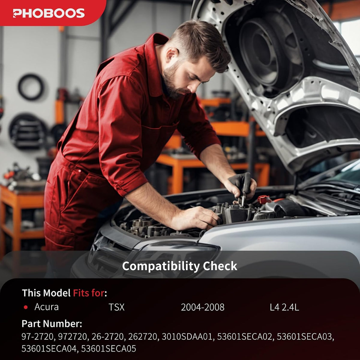 PHOBOOS Hydraulic Power Steering Rack and Pinion Assembly Compatible with Acura TSX 2004-2008, L4 2.4L. New Unit, Leak-proof, Direct Bolt-On Fit, Ref. 26-2720