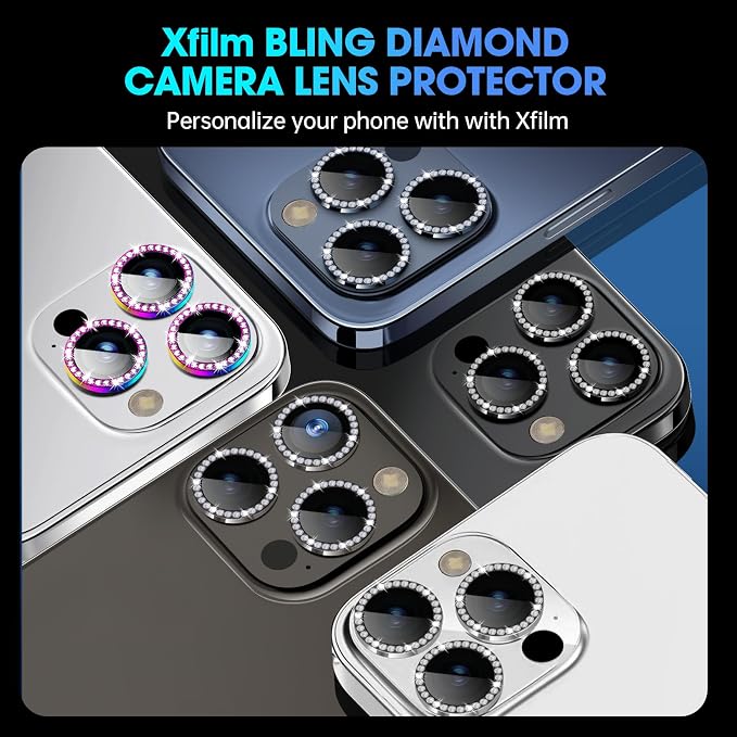 for iPhone 15 Pro/iPhone 15 Pro Max Camera Lens Protector Bling Individual