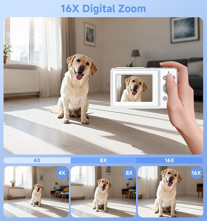 Compact Camera, 56MP Dual-Screen Digital Camera