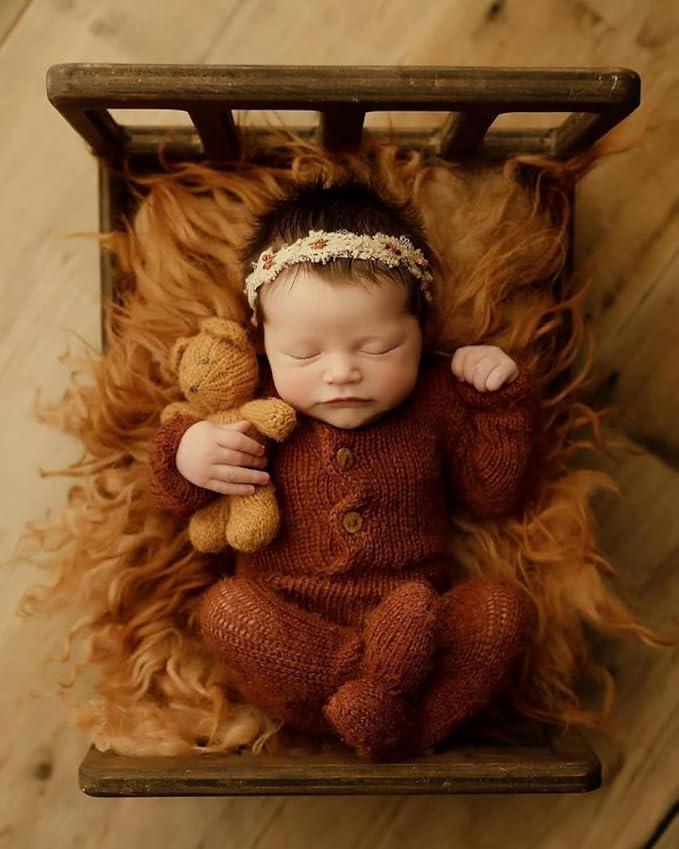 Newborn Photography Props Bed Prop Brown – Rustic Mini Wooden Bed