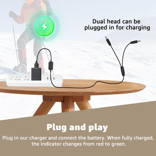 Aomitop 8.4V Heated Gloves Charger - Compatible with Savior Snow Deer Sun Will Heated Gloves, Heated Socks,Heated Vest Battery Power Cord